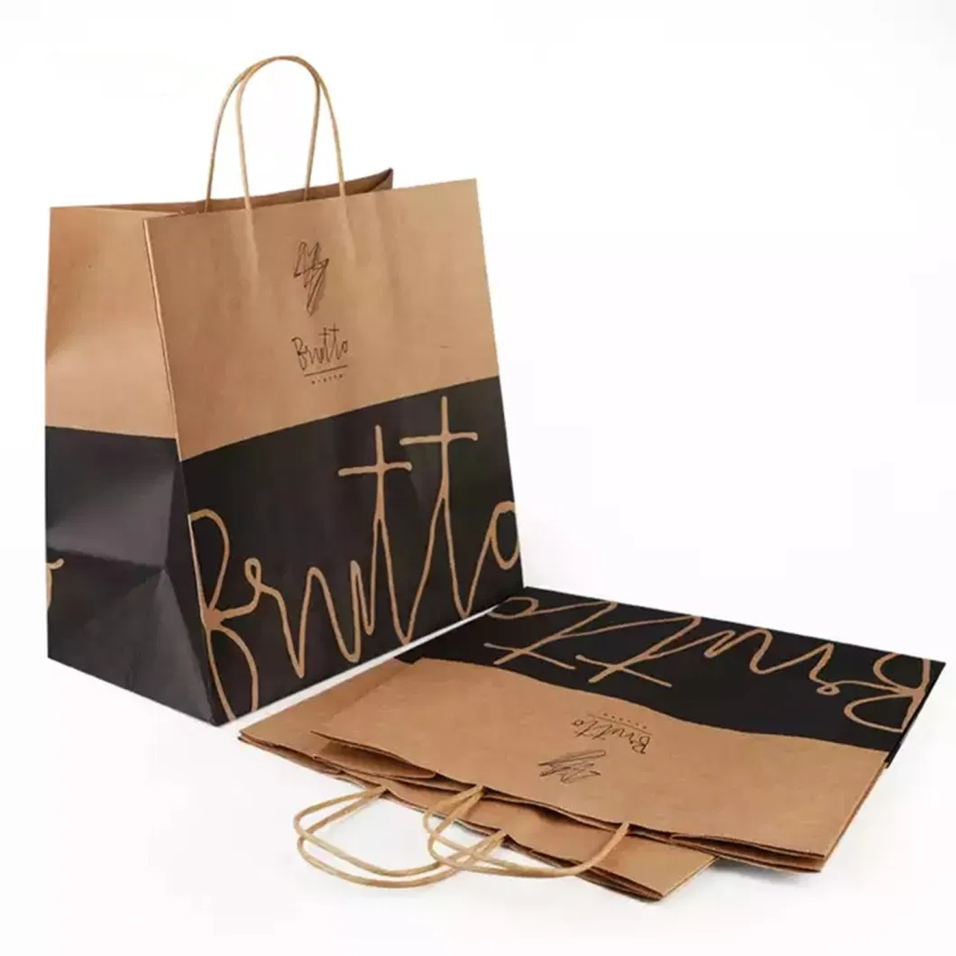 FDA/EU Free Sample Bespoke 100% Recycled Cheap Kraft Paper Restaurant Gift Grocery Carry Bag