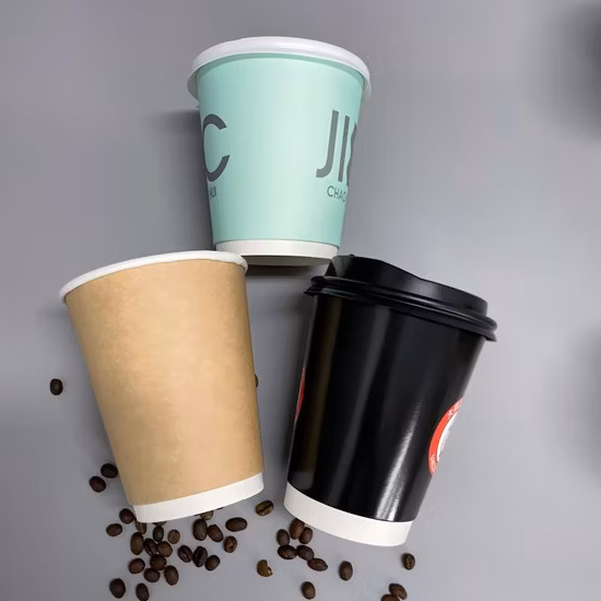 Vasos de papel desechables, impresión de logotipo personalizado con tapa, tazas de leche de soja, tazas de café, vasos de papel publicitarios gruesos personalizados