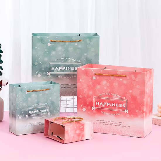 Bolsa de regalo de compras de lujo de embalaje de papel revestido de arte blanco impreso del FSC