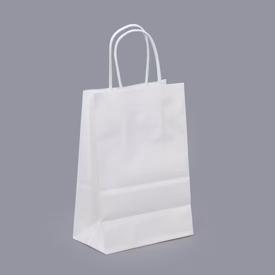 Regalo de papel/Compras de papel/Marrón/Blanco/Café/Bolsa de regalo/Envasado de alimentos/Sos/Troquelado/Mango giratorio/Mango plano/Papel Kraft/Fondo puntiagudo de papel de aluminio/Bolsa de papel