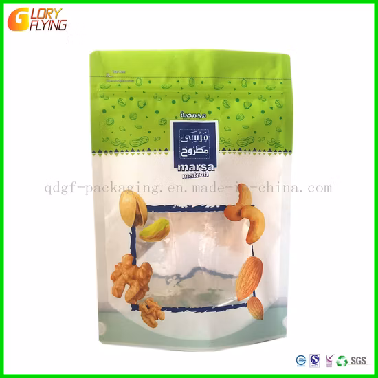 Bolsa de embalaje de plástico para alimentos, papel Kraft biodegradable, reciclable, compostable, con fondo plano, personalizado