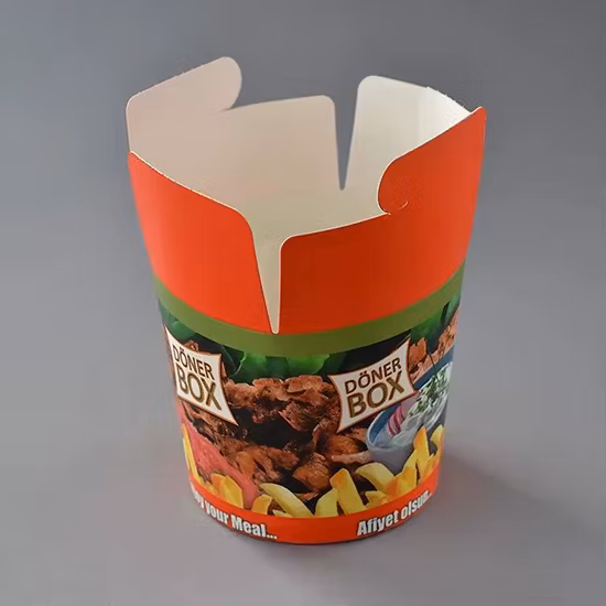 Caja de papel de embalaje biodegradable para ensalada de frutas y verduras frescas de calidad alimentaria para comida de avión/supermercado/restaurante/hotel